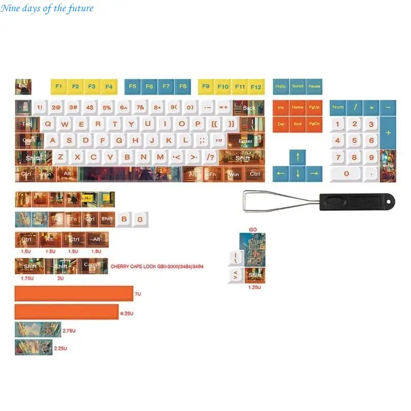 Novelty- Dye-Subbed Keycaps PBT City Life Keycap 133 Keys XDA Profile ForMx Switches 61 64 68 84 96 980 104 108 Keys E65A