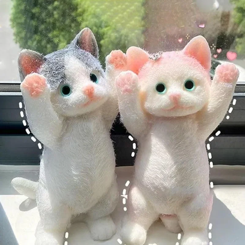 13CM Cute Taba Squishy Cat Fluffy Sticky Realistic Cat Stress Relieving Toy Simulation Cats Doll Squeeze Gift for Kids Adults