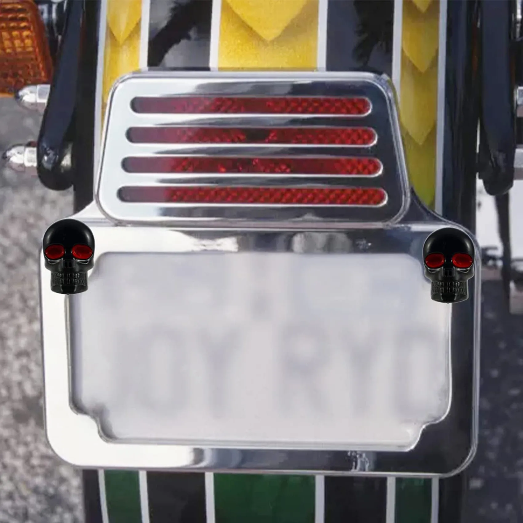 Sekrup Fitting plat nomor tengkorak sepeda motor, 1 pasang sekrup hitam