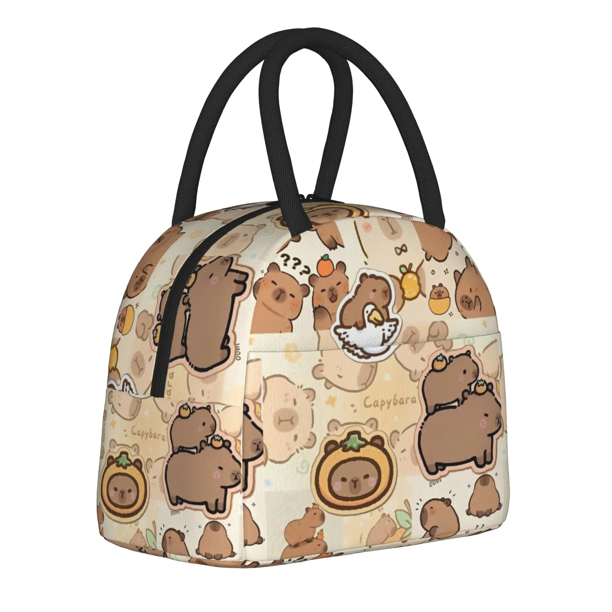 Capybara Thermal Insulated Lunch Bag for Travel  Portable Food Container Bags Men Women Thermal Cooler Lunch Boxes