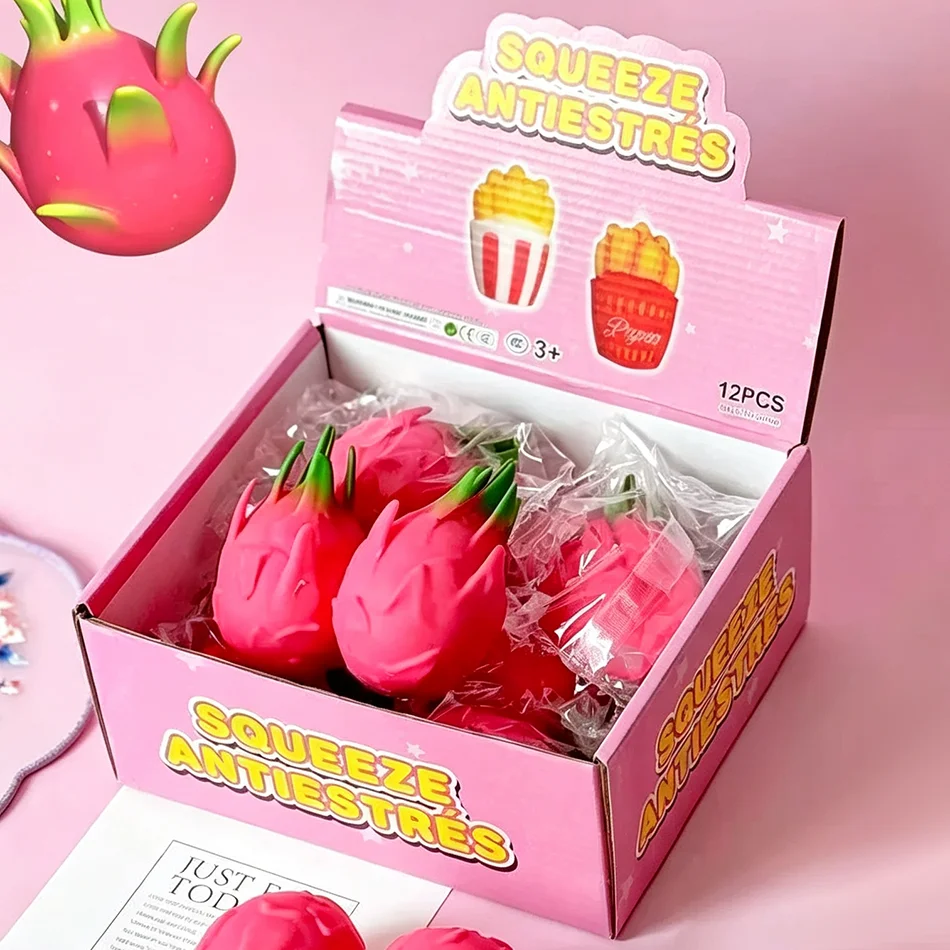 Blind Box Fruit Squishy Toys Realistic Dragon Fruit Squeeze Ball Soft Fidget Stress Relief for Adults Kids