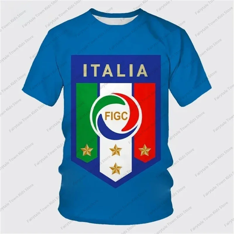 New Summer Flag Of Italy Football 3D Printed Kids Short Sleeve T-shirt Personality Hip Hop Unisex Fashion Casual Tshirt Tees Top