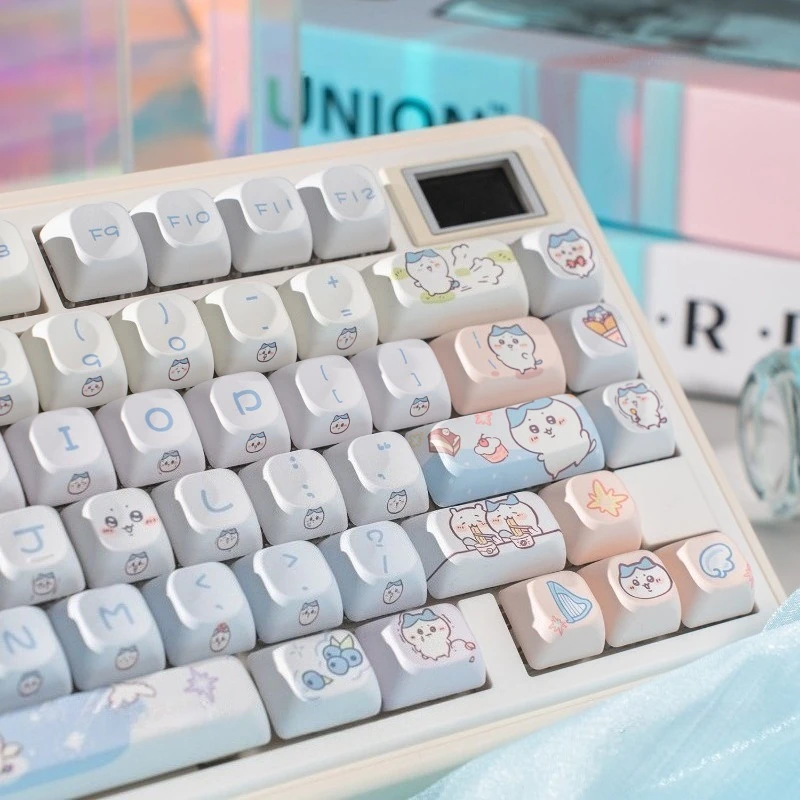 

Механическая клавиатура с тематикой Chiikawa Usagi, аксессуары для ПК, набор колпачков для клавиш MOC, высота PBT, материал, закругленные колпачки для клавиш, сублимационный дизайн