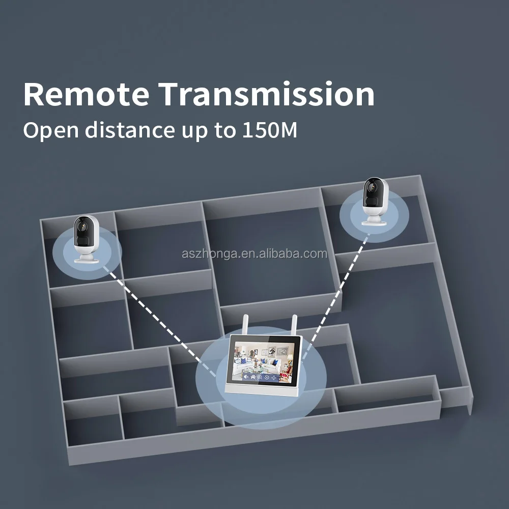 4CH Mini Smart Wireless Ip Network Security Home Surveillance CCTV Battery نظام الكاميرا 3MP WiFi 7 بوصة LCD Nvr Kit #1