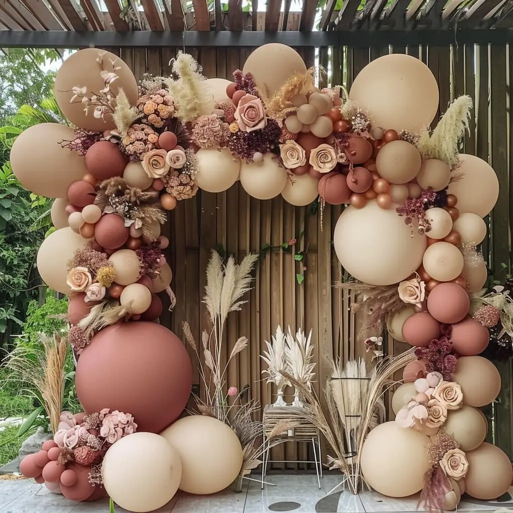 Boho Dusty Retro Pink Balloons Garland Arch Kit Bride Wedding Birthday Party Decoration Girls Baby Shower Rose Gold Ballon Chain