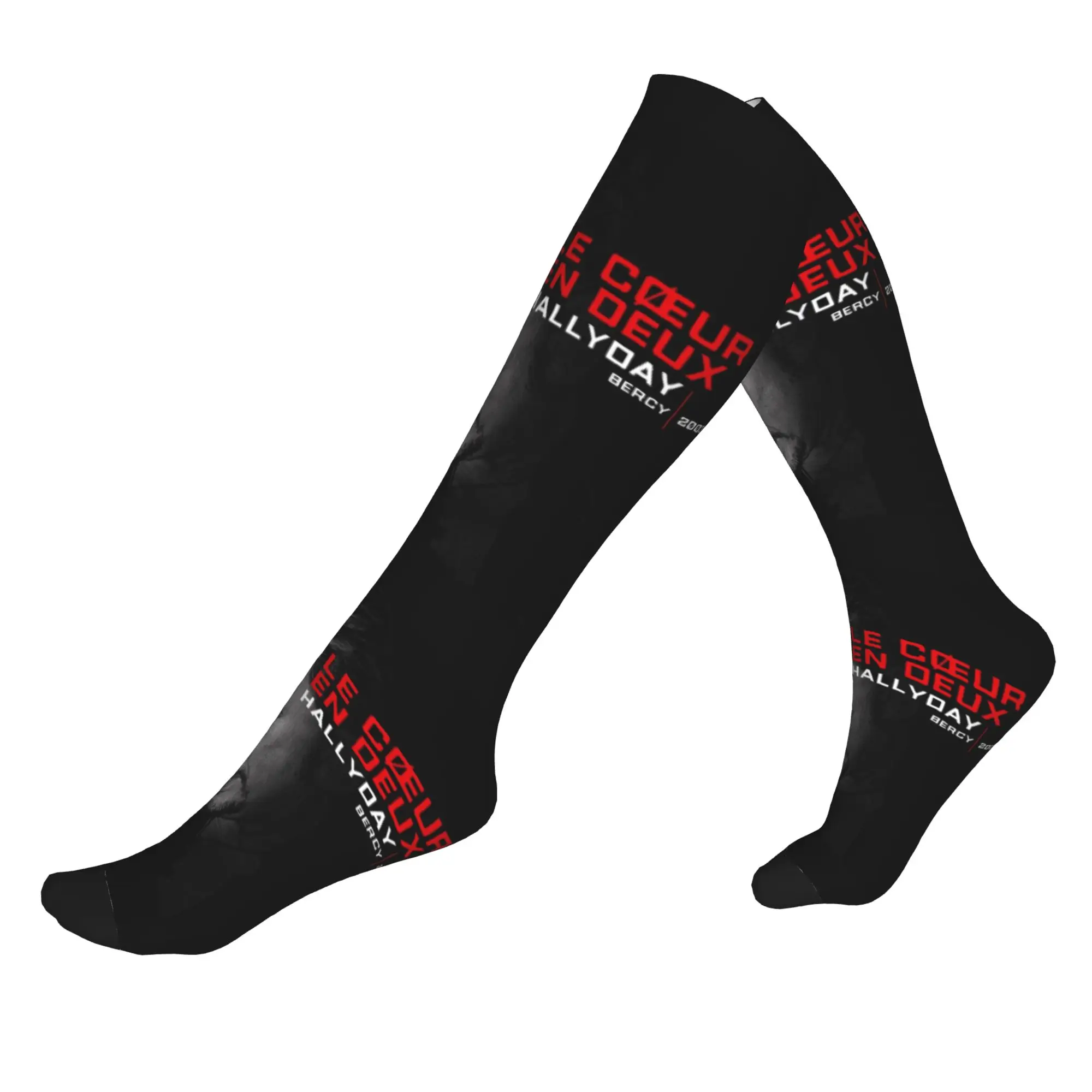 

Cute Men's Johnny Hallyday Dress Socks Unisex Comfortable Warm 3D Print France Rock Singer Sports Compression Socks