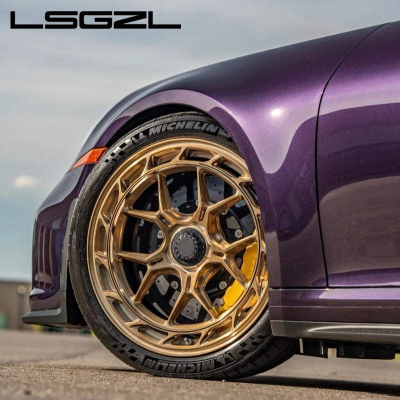 LSGZL Concave Monoforged Wheels Brushed Multi-Spoke Passenger Car Wheels 5x114.3 5x112 5x120 for Audi BMW M2/M3/M4/X5/X6 Mustang
