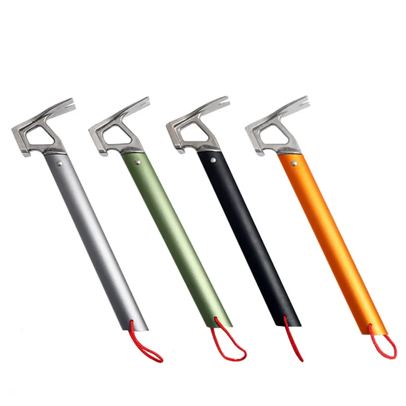 Portable Lightweight Camping Hammer Stainless Steel Head Aluminum Handle Tent Stake Hammer for Outdoor Camping Tent