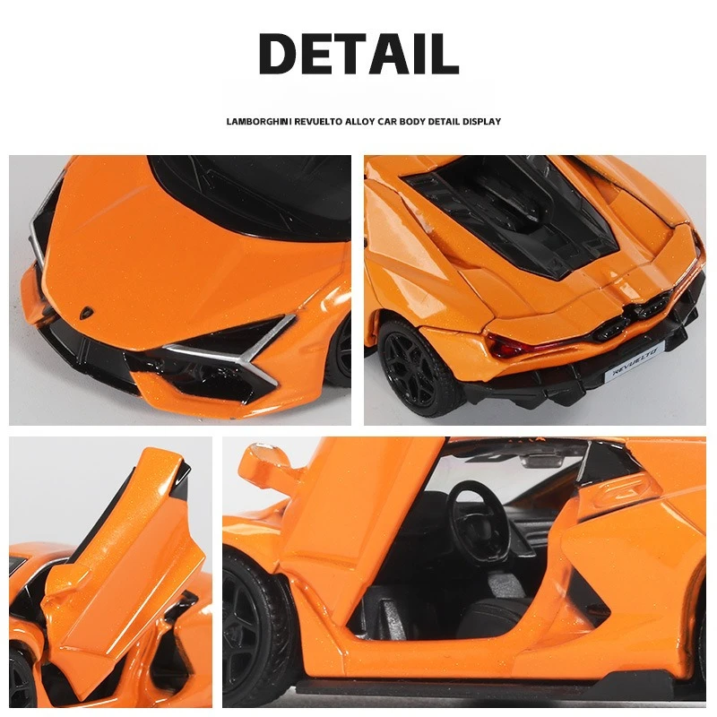 1:36 Lamborghini Revueltoจําลองดึงกลับรถรุ่นรถโลหะDiecastของเล่นรถสําหรับของขวัญเด็กคอลเลกชัน