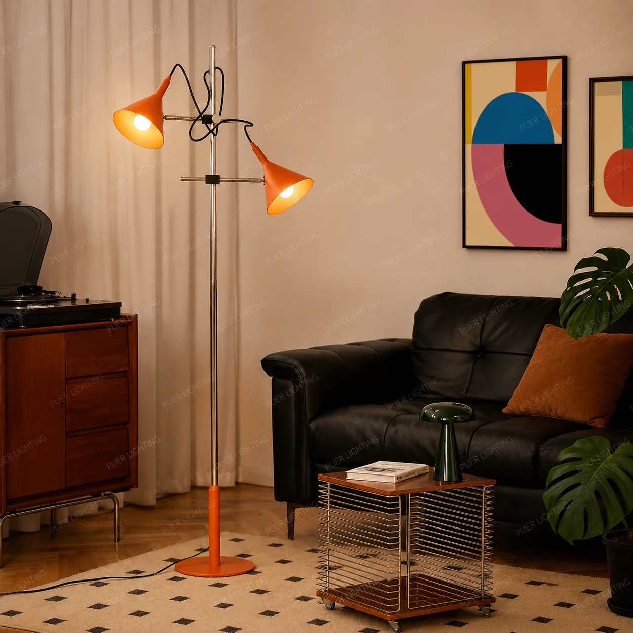 Double Head Floor Lamp Modern Minimalist Adjustable Standing Lamp Living Room Sofa Side Decor Floor Light Bedroom Study Reading