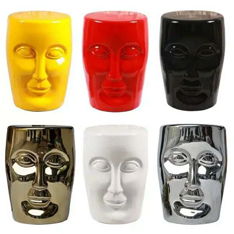 Creative face porcelain stool cool stool low pier ceramic ancient stool human face stool monk head stool ceramic stool