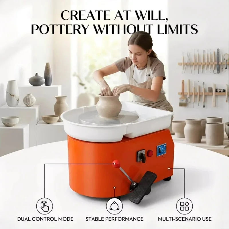 220V Pottery Wheel Machine Ceramic Art Machine Electric Drawing Machine with 25CM Turntable School Pottery Household