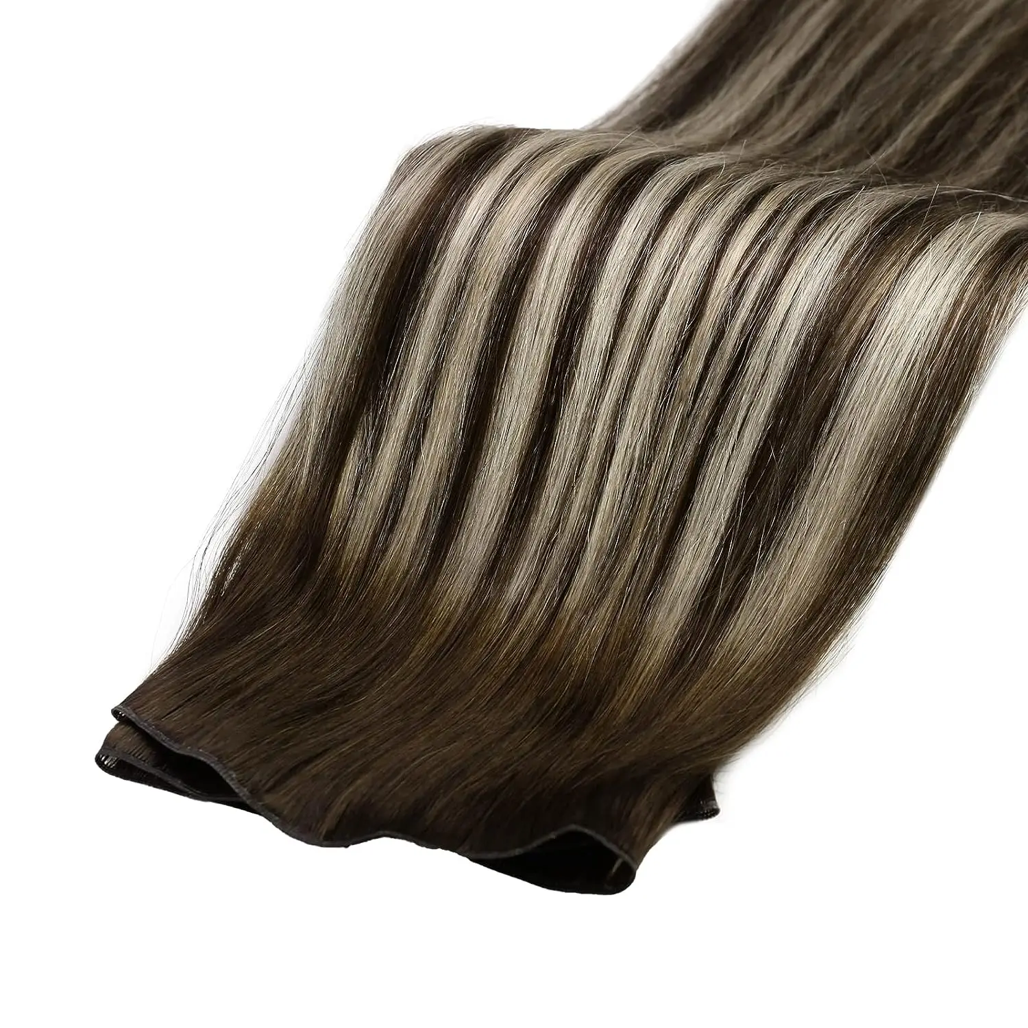 Extensiones de Cabello totalmente brillante Remy Genius, extensiones de cabello humano sedoso para mujer, trama de cabello humano Invisible, trama de cabello cosido