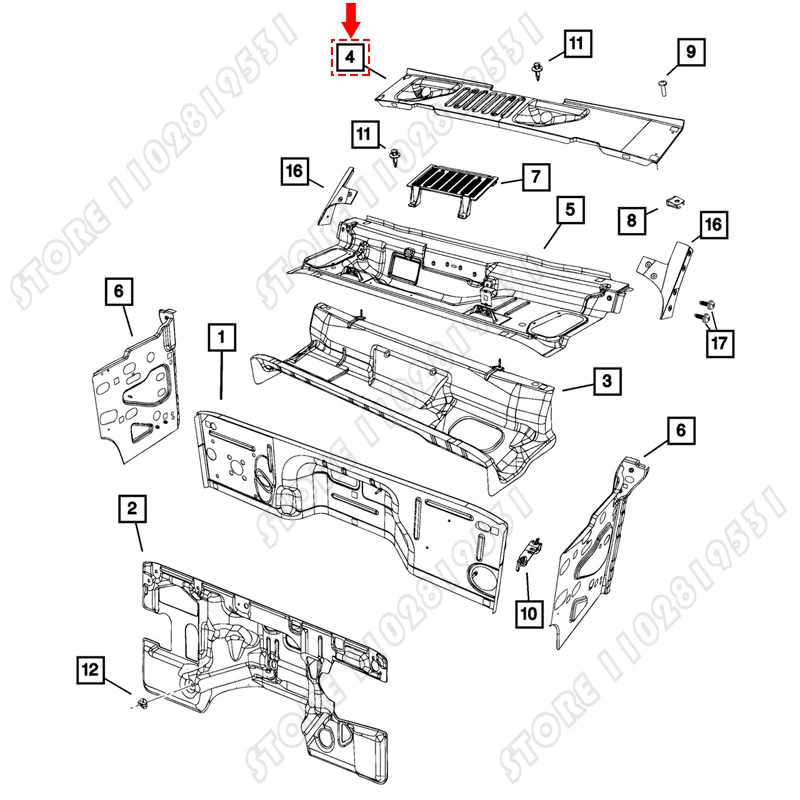 LHD 2007-2018 JK ジープラングラー用フロントガラスワイパーカウルグリルベントカバーパネルフードアセンブリ 55395321AA 55395321AB 55395321AC
