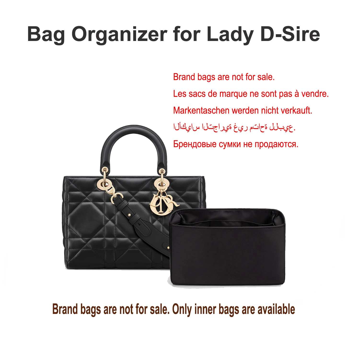 Satin Handbag Insert Organizer For Lady D‑Sire Soft Bag Liner Shaper Inner Purse Storage Divider Protector Insert