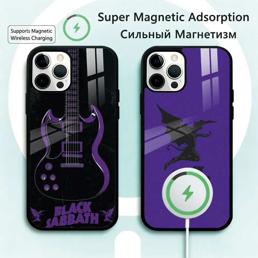 

B-Black S-Sabbath Heavy Rock Phone Case For iPhone17,16,15,14,13,12,11 Plus,Pro Magnetic Supports Magnetic Wireless Charging