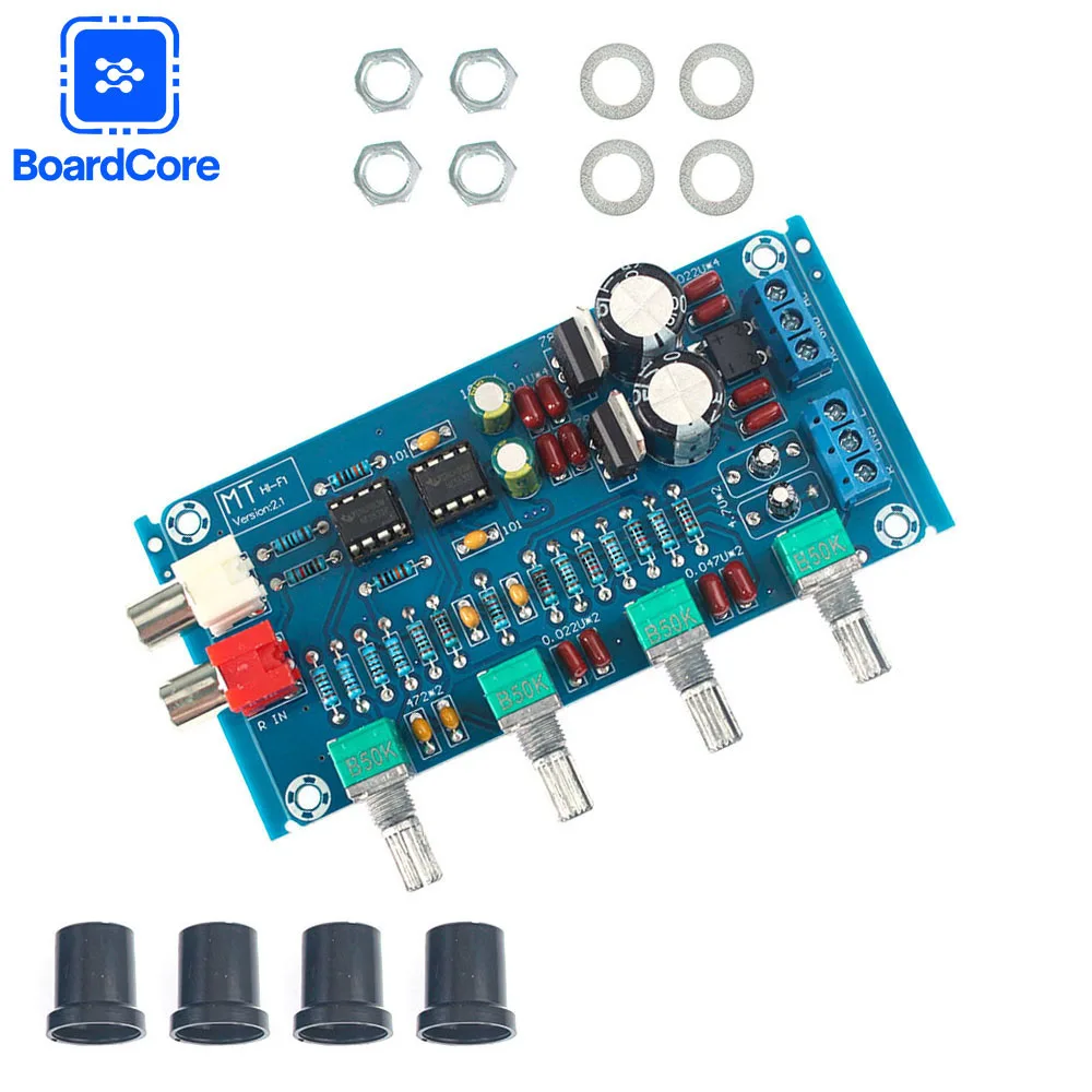 XH-M164 NE5532 Pre-amp Tone Module Preamplifier Audio Dual Channels Amplifier Module DIY High, Medium and Low Volume Adjustment