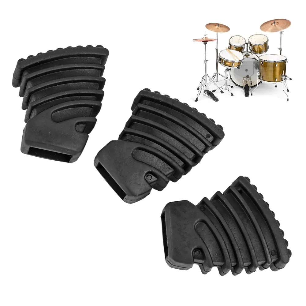 3PCS Non-Slip Drum Rubber Feet Anti-Vibration Rubber Material Drum Floor Protectors Black Color Drum Leg Pads For Drum Set