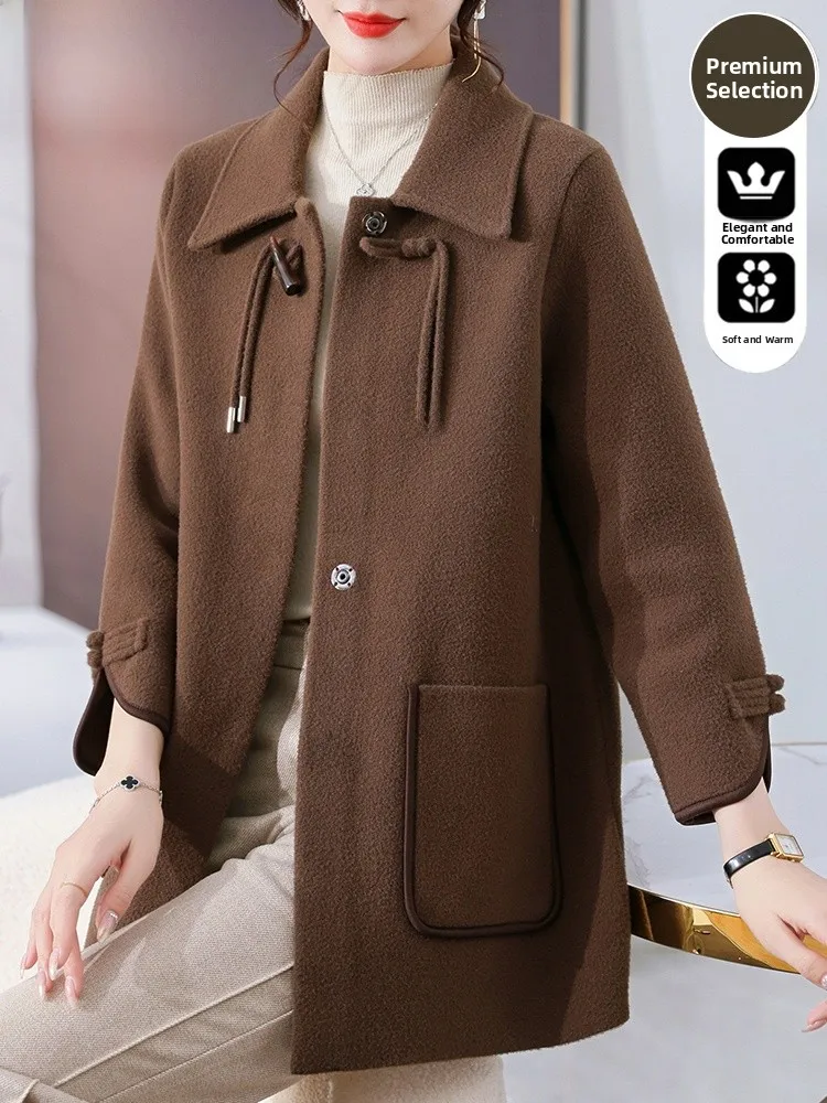 

Шерстяное пальто для женщин среднего возраста: модная прямая куртка в корейском стиле для весны и осени