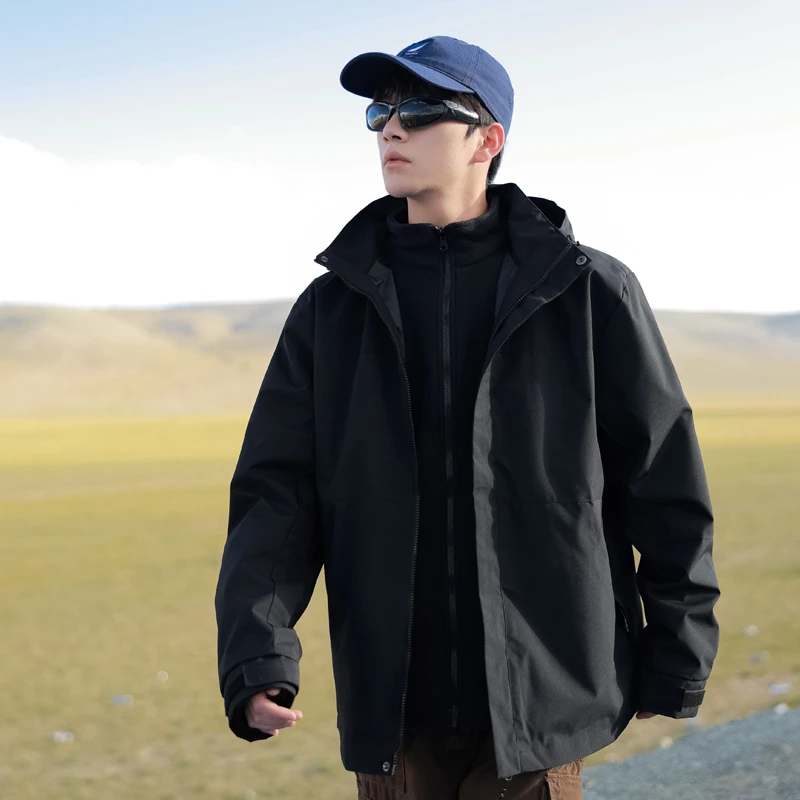 Parkas 3-in-1 Detachable Winter Fleece Jacket Men Women 2PC Camping Climbing Hiking Parkas Hooded Outdoor Parka Jackets