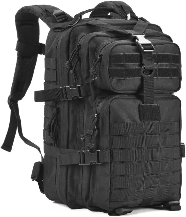 

Military Tactical Backpack, Small Molle Bug Out Bag with US Flag Patch - Black