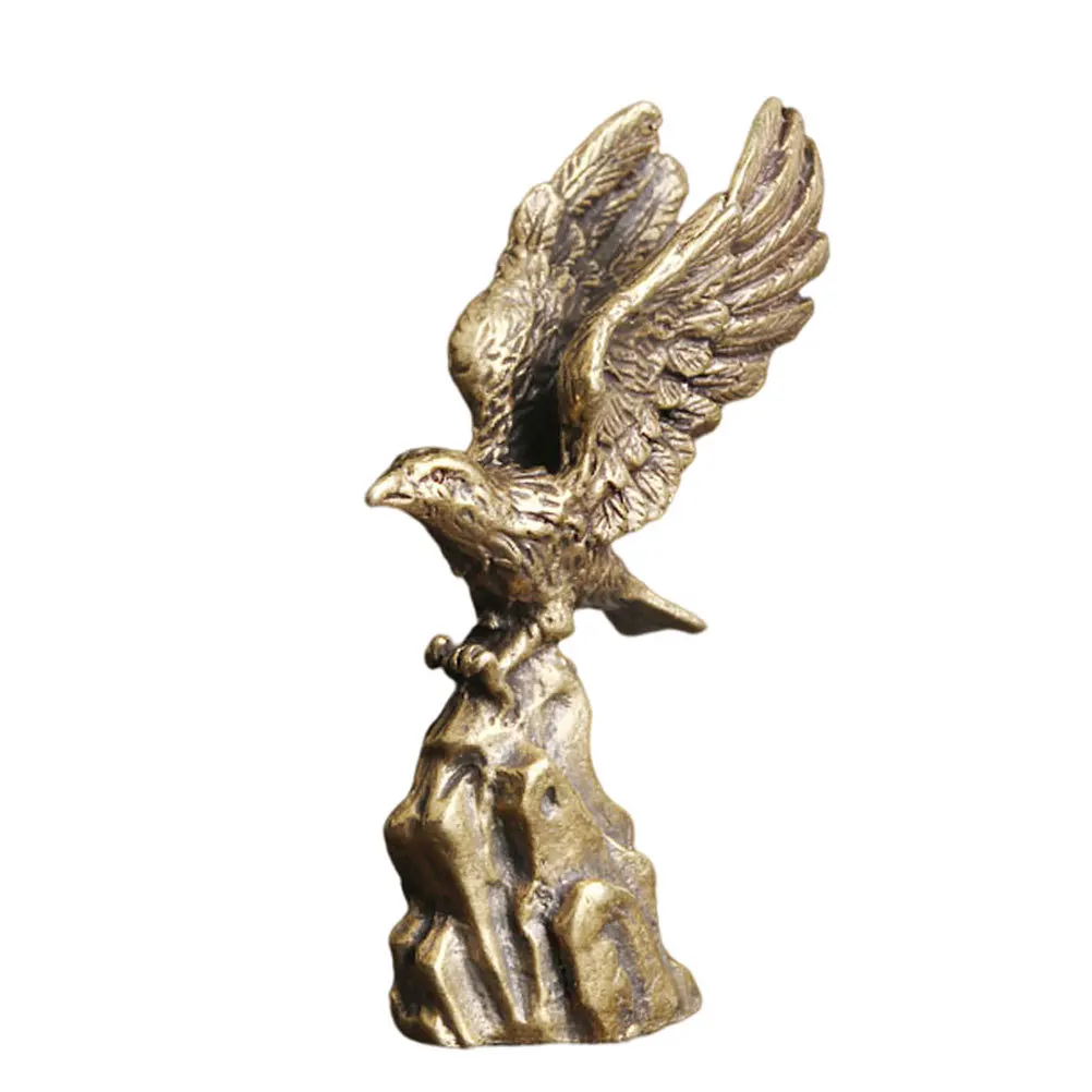 

2Pcs Brass Eagle Statue Vintage Retro Bird Sculpture Finish Rustic Miniature Desktop Ornament Vintage Brass Statue