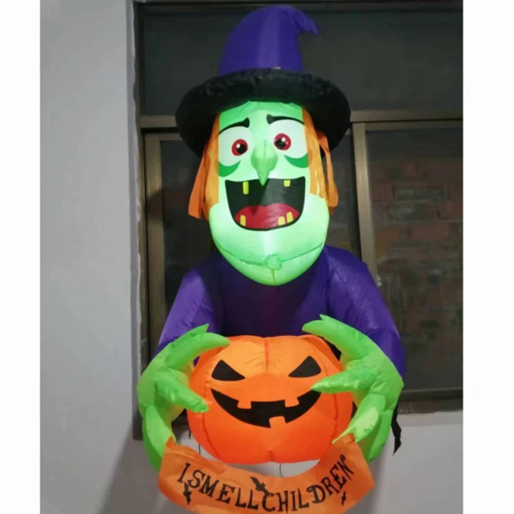 1.35 متر/4.5FT هالوين نفخ جدار تسلق نموذج ساحرة المدمج في LED في الهواء الطلق فناء ديكور حديقة المنزل مهرجان الرعب الدعامة