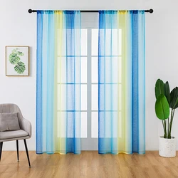 1 Panel Modern Gradient Polyester Pole Piercing Thin Gauze Curtains For Living Room, Bedroom, Kitchen, Curtain Decoration