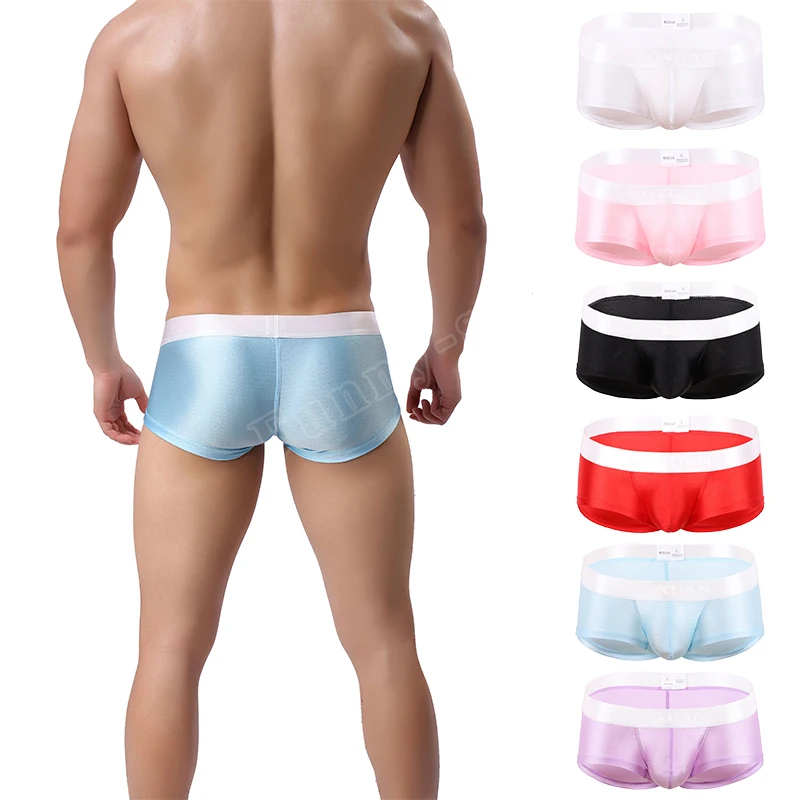 Male Sex Soft and Comfortable Boxer Sexy Smooth Brushed Breathable Nylon Spandex Large Space Single Layer Front Crotch Underwear