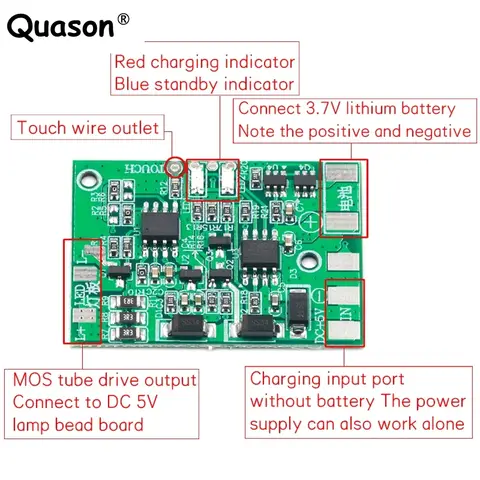 DC LED with charging protection TC4056 TP4056 touch dimming lamp control panel DIY repair general desk lamp circuit