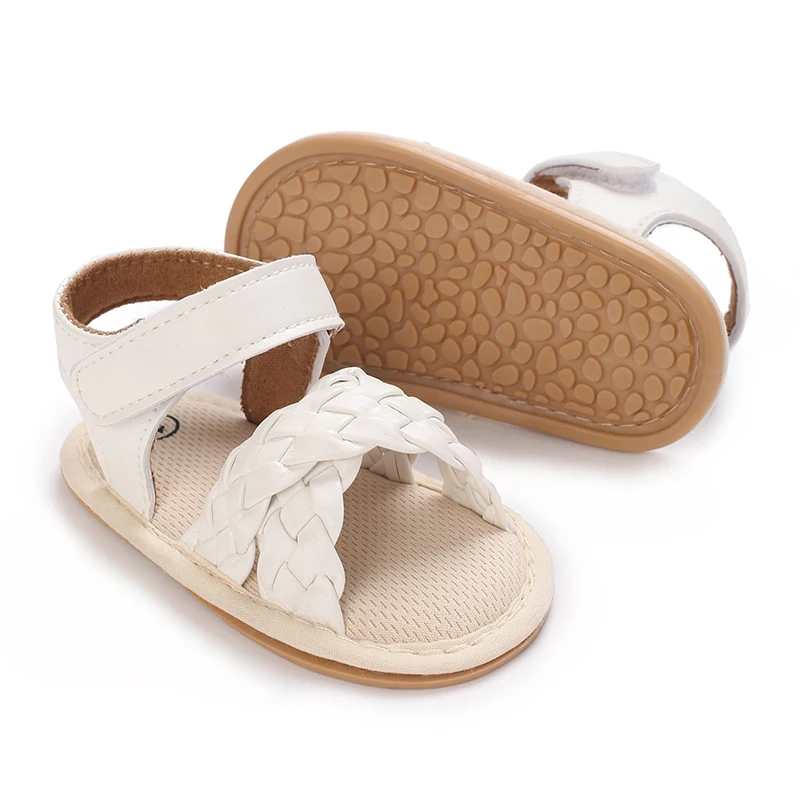 الحلو 0-18 متر طفل لطيف مفتوح الأصابع القوس الصيف الصنادل الأبيض الأميرة عادية لينة المطاط وحيد عدم الانزلاق حذا فردي للسيدات الفتيات المشي
