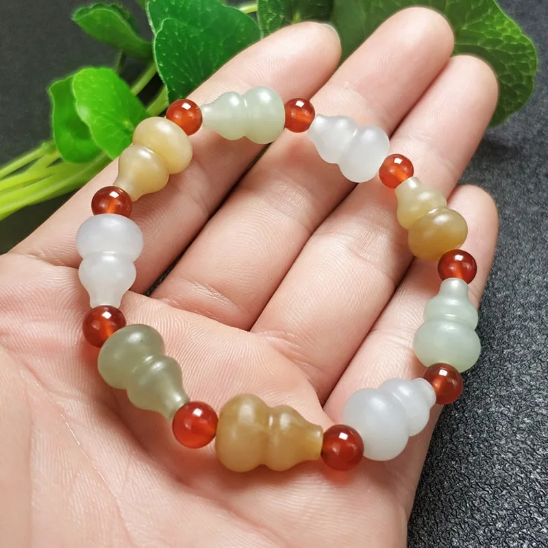 Hetian Colorful Gourd Multi-Jade Treasure Bracelet