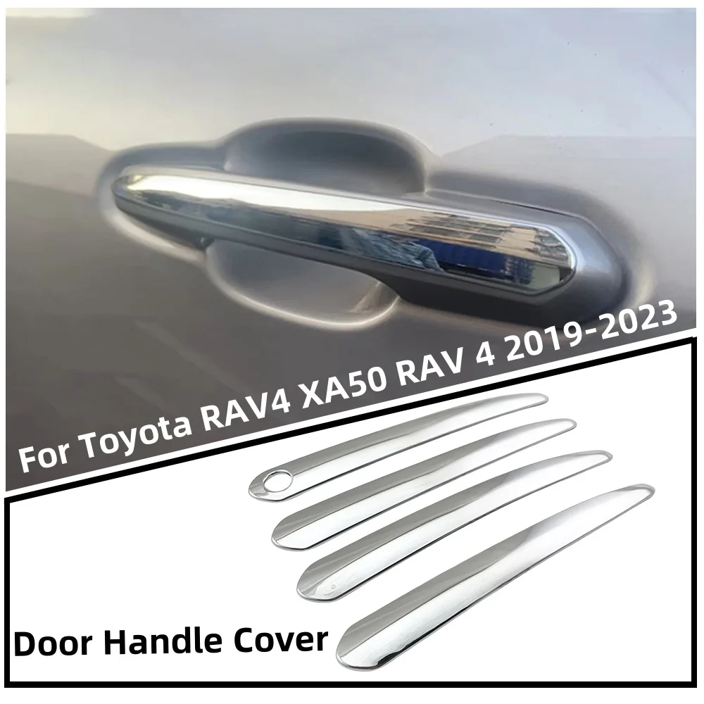 

New ABS Chrome Car Accessory Door Handle Covers Trim Paste Style For Toyota RAV4 XA50 RAV 4 2019 2020 2021 2022 2023