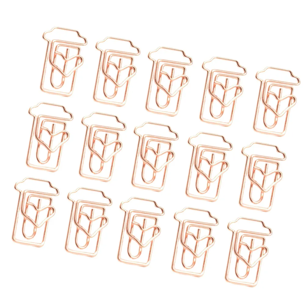 

24Pcs Rose Golden Paper Clips Coffee Cup Design Fun Brightening Office Study Accessories for Notebook Sticker Notes Calendar