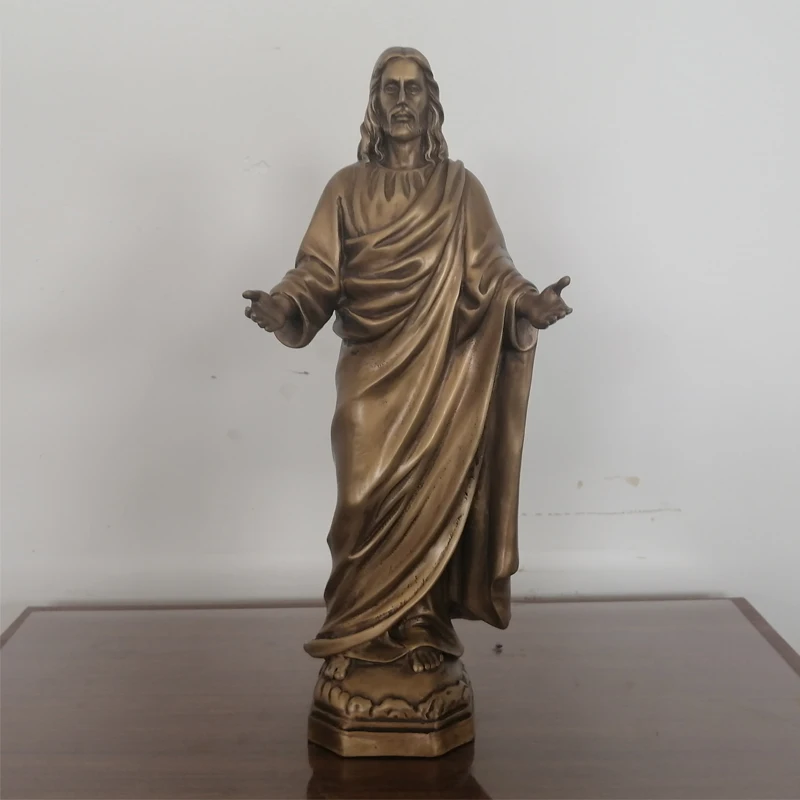 Church Home Decor Jesus Bronze Sculpture Christ Blessing Statue Bronze Jesus Statue Figurine Sculpture Desktop Ornaments