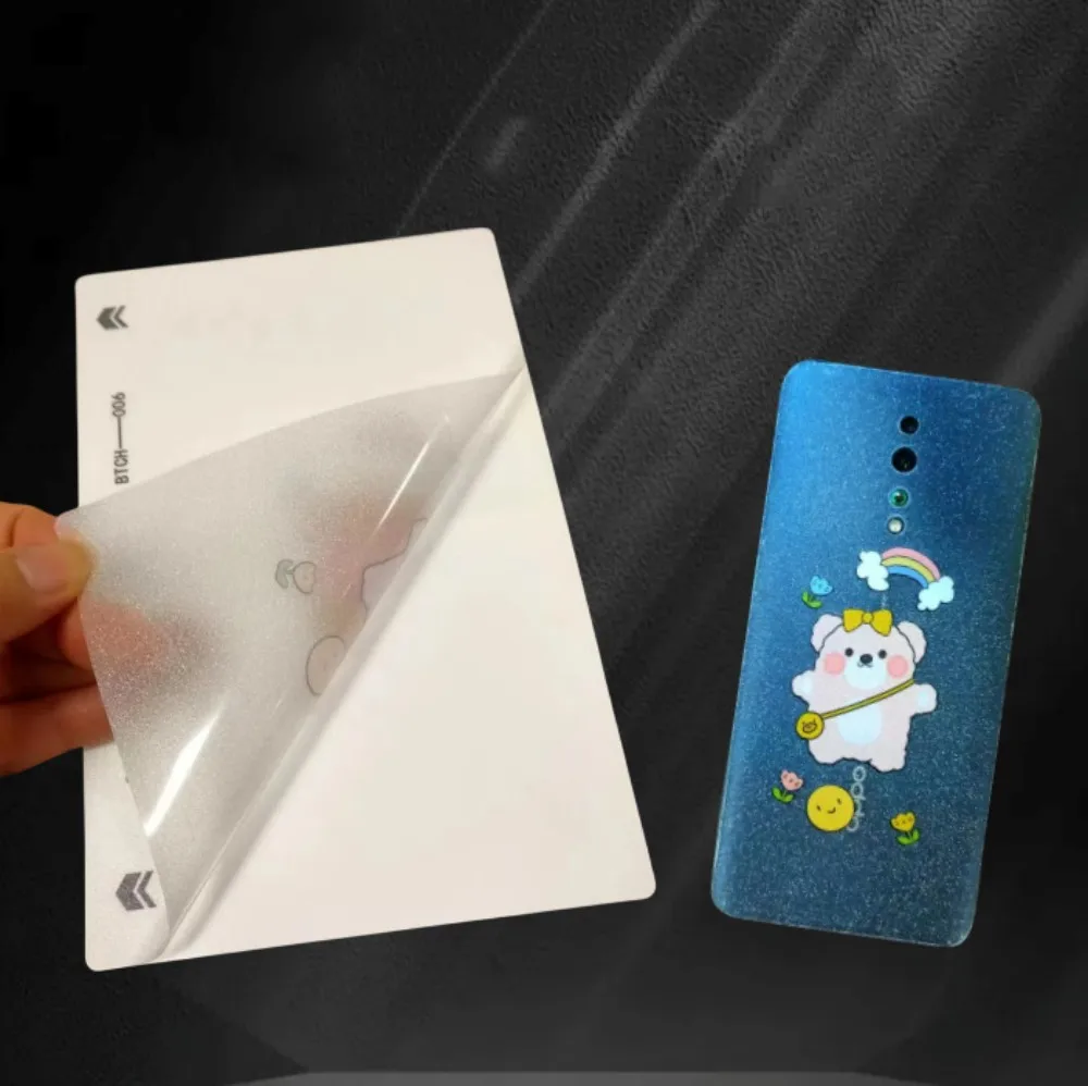 VORMIR 50pcs 3D Relief Transparent GlitterBack Films Phone Skin Sticker Decorative Films for Unlock Sreen Protector Cut Machine