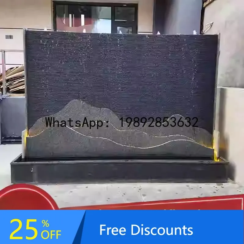 

CZ Natural Stone Outdoor Water Curtain Wall Flowing Water Screen Courtyard Fountain Waterfall Fish Pond Landscape
