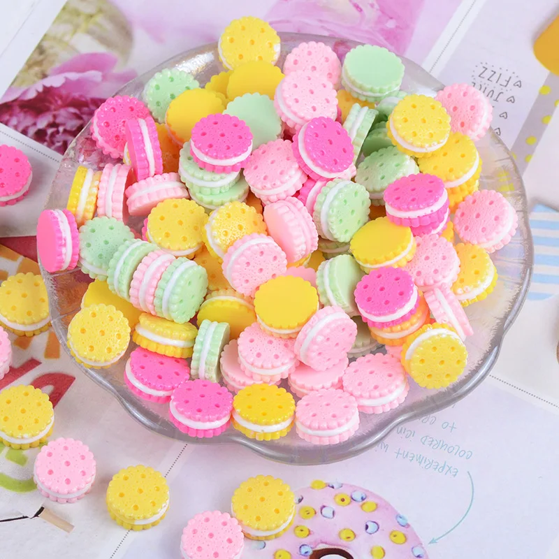 10pcs Diy Kawaii Mini Resin Cream Biscuit Figures Crafts Material Scrapbook Cabochons ScrapbookingFlatback Dollhouse Miniatures