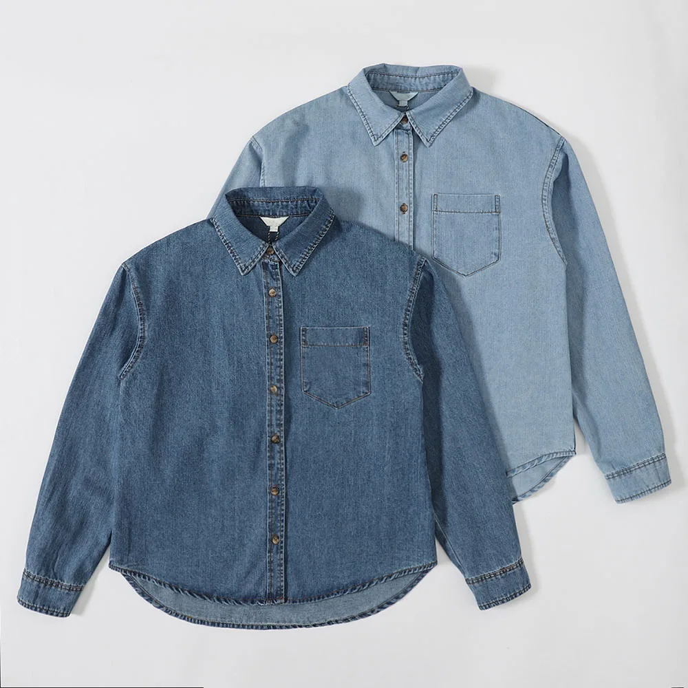 

Classic Long Sleeve Ladies Denim Shirt Spring New Style Casual Loose Fit Skin-friendly Breathable Comfortable Women's Shirt