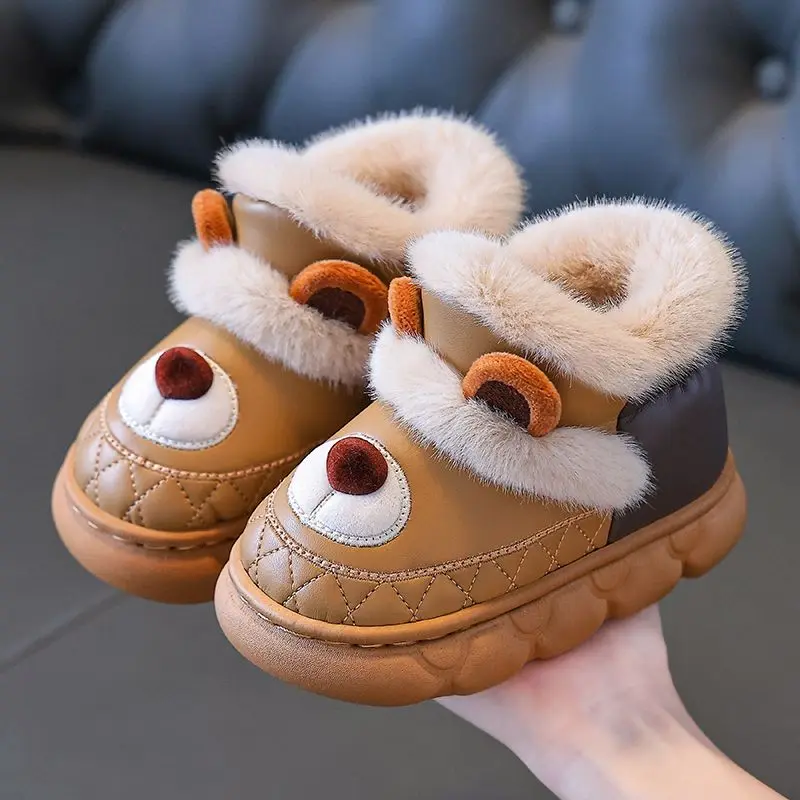 

Kids Winter Warm Cotton Shoes 2026 New Cartoon Animal Design Anti Slip Waterproof for Indoor Outdoor Toddler Boys Girls
