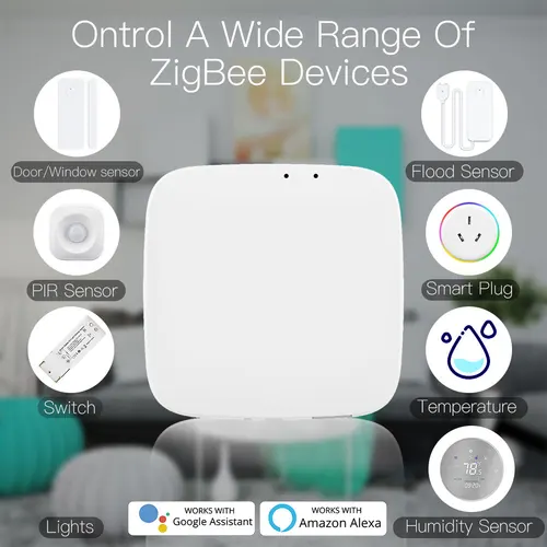 Imagen 2 del producto Tuya ZigBee 3,0 Hub de enlace inteligente puente de casa inteligente aplicación Smart Life control remoto inalámbrico funciona con Alexa Google Home