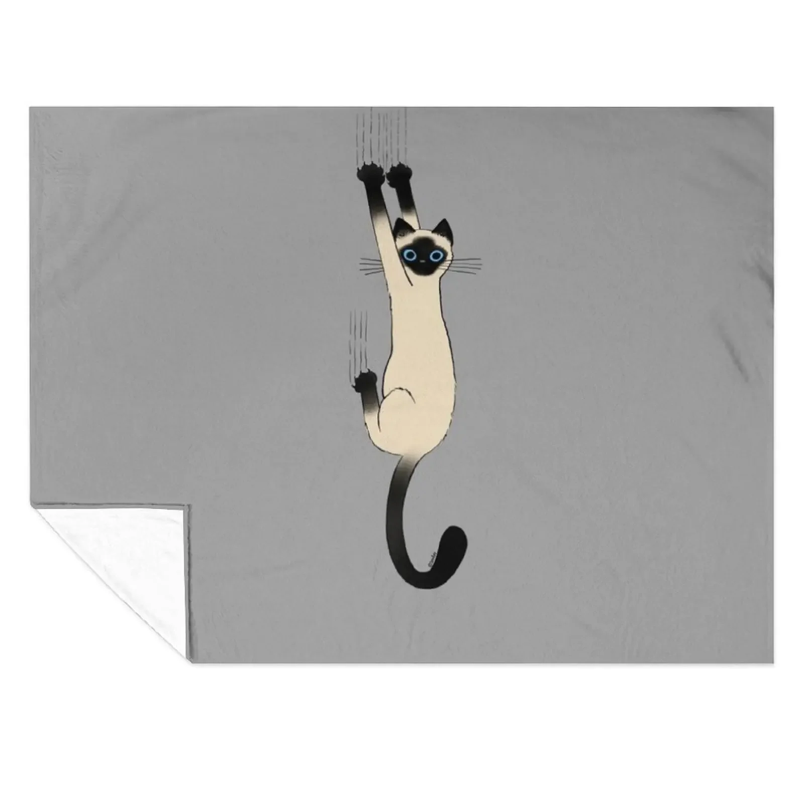

Siamese Cat Hanging On with Claws Funny Cat Holding On Throw Blanket Nap heavy to sleep Custom warm winter Blankets