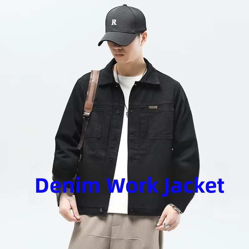 

Casual Japanese Sle Men's Denim Jaet Spring Autumn Trendy Brand Workwear Jaet Youthful Long Sve Loose Fit Cotton Blend