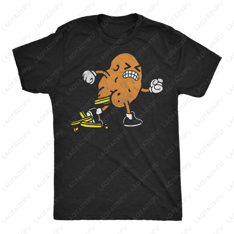 Men Women Funny Cotton TShirts Potato Pooping French Fries Sarcastic Food Graphic Novelty Camisetas Street Fashion Hipster Tees