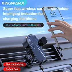 15W Kingwanji W4 Magnetic Wireless Car Charger MacSafe for iPhone 15 14 13 12 Pro Max Xiaomi Samsung Bracket Phone Holder Stand