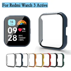 2 In 1 Case For Redmi Watch 3 Active Full Coverage Bumper PC Hard Case Cover With High-quality Tempered Glass Screen Protector