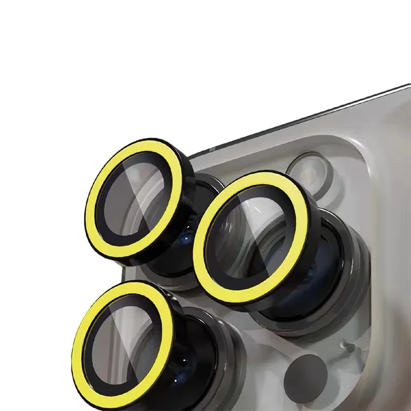 2-3Pcs Green Luminous Camera Lens Protector Cover For IPhone 17 16 15 Pro Max 14 Plus 13 Mini Glowing Tempered Glass Ring Films