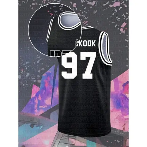 Men Jersey Black Mesh Kid Sleeveless Basketball Style Tank Fan Merch Casual Sport Streetwear Outfit