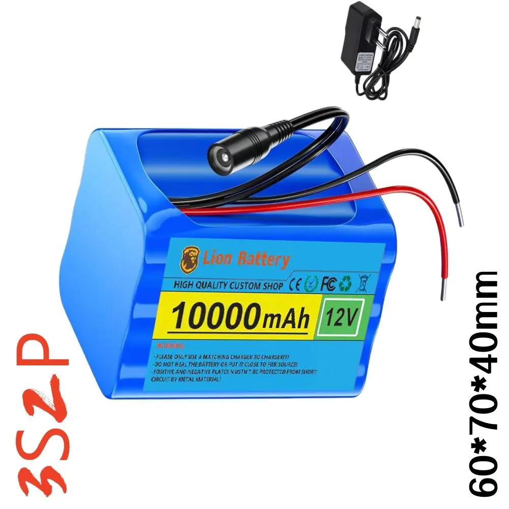 3S2P 12V 10000mAh Battery 18650 Li-ion 10Ah Rechargeable Batteries with BMS Lithium Battery Packs Protection Board