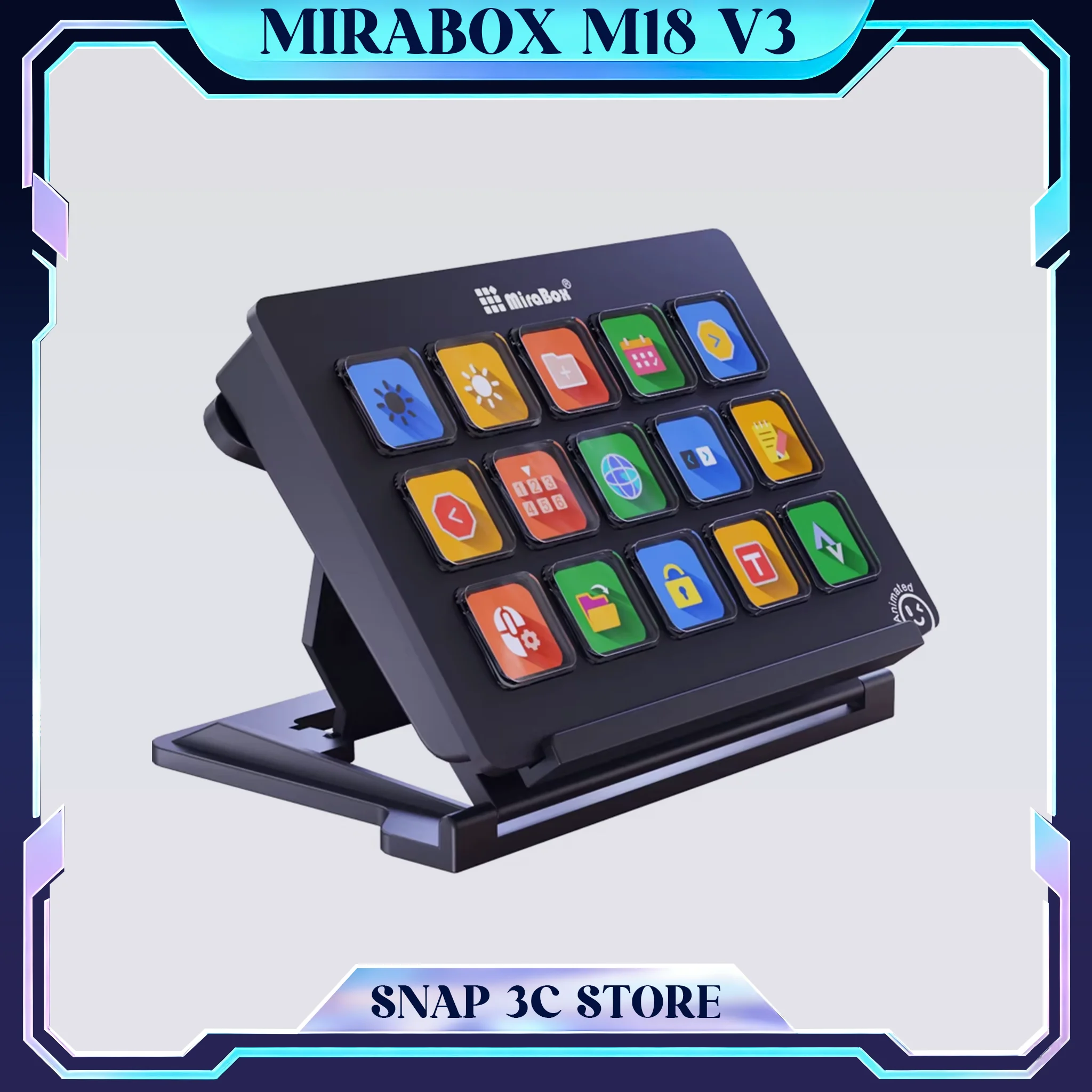 Mirabox M18 V3 Streamdeck Visual Keyboard Quick OBS Live Streaming Console Keypad for Streamers Video Editing Studio Mac Win